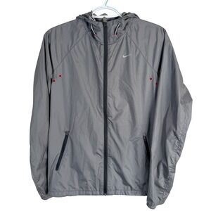 Nike‎ Shield Flash Running Jacket Hooded Reflective Windbreaker Women M Full Zip